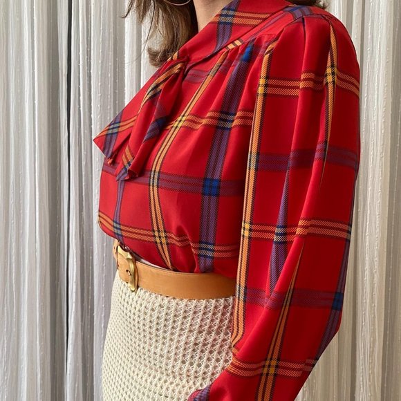 SOLD Vintage Chaus Petites Plaid Long Sleeve top - Picture 7 of 7